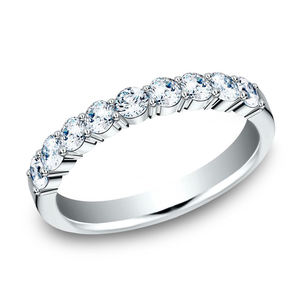 3/4ctw Round Diamond White Gold Wedding Band 3mm - Size 4