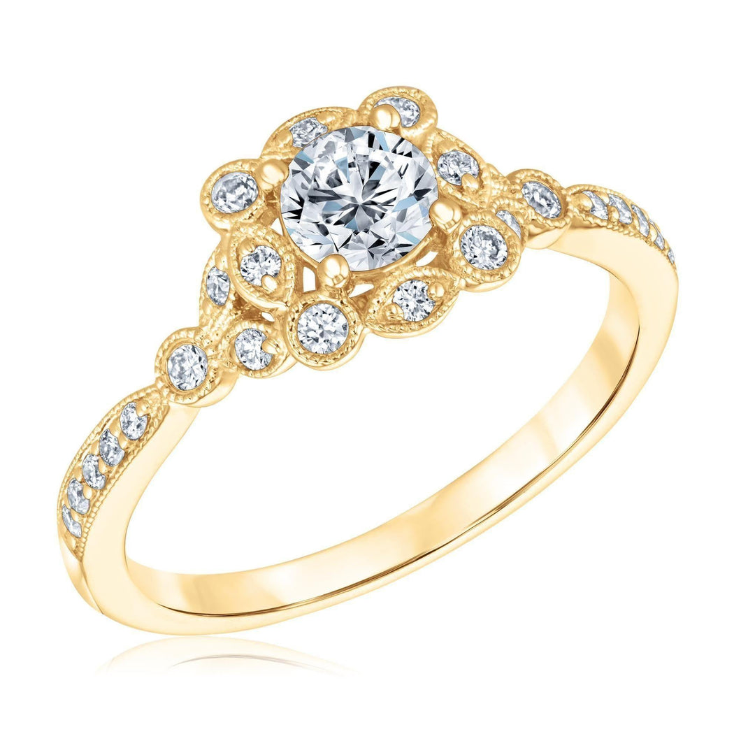 3/4ctw Round Diamond Yellow Gold Engagement Ring | Glow Collection