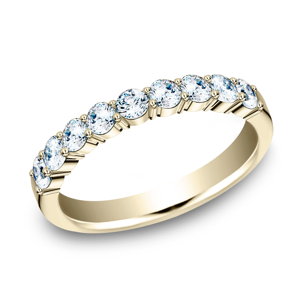 3/4ctw Round Diamond Yellow Gold Wedding Band 3mm - Size 4