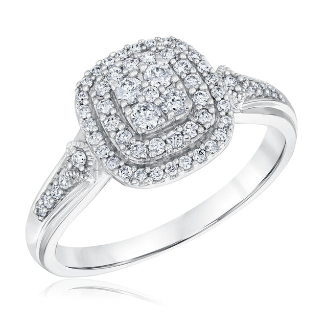3/8ctw Cushion-Shaped Diamond Composite White Gold Engagement Ring | Harmony Collection