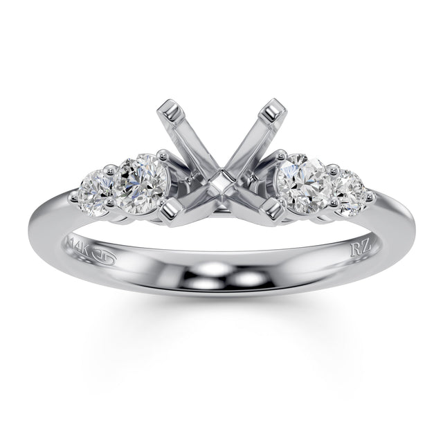 3/8ctw Diamond Five-Stone White Gold Engagement Ring Setting
