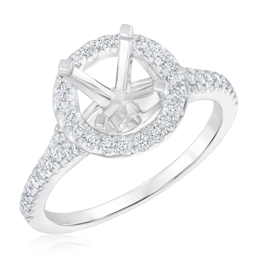 3/8ctw Diamond Halo White Gold Engagement Ring Setting | Design Collection | Size 5
