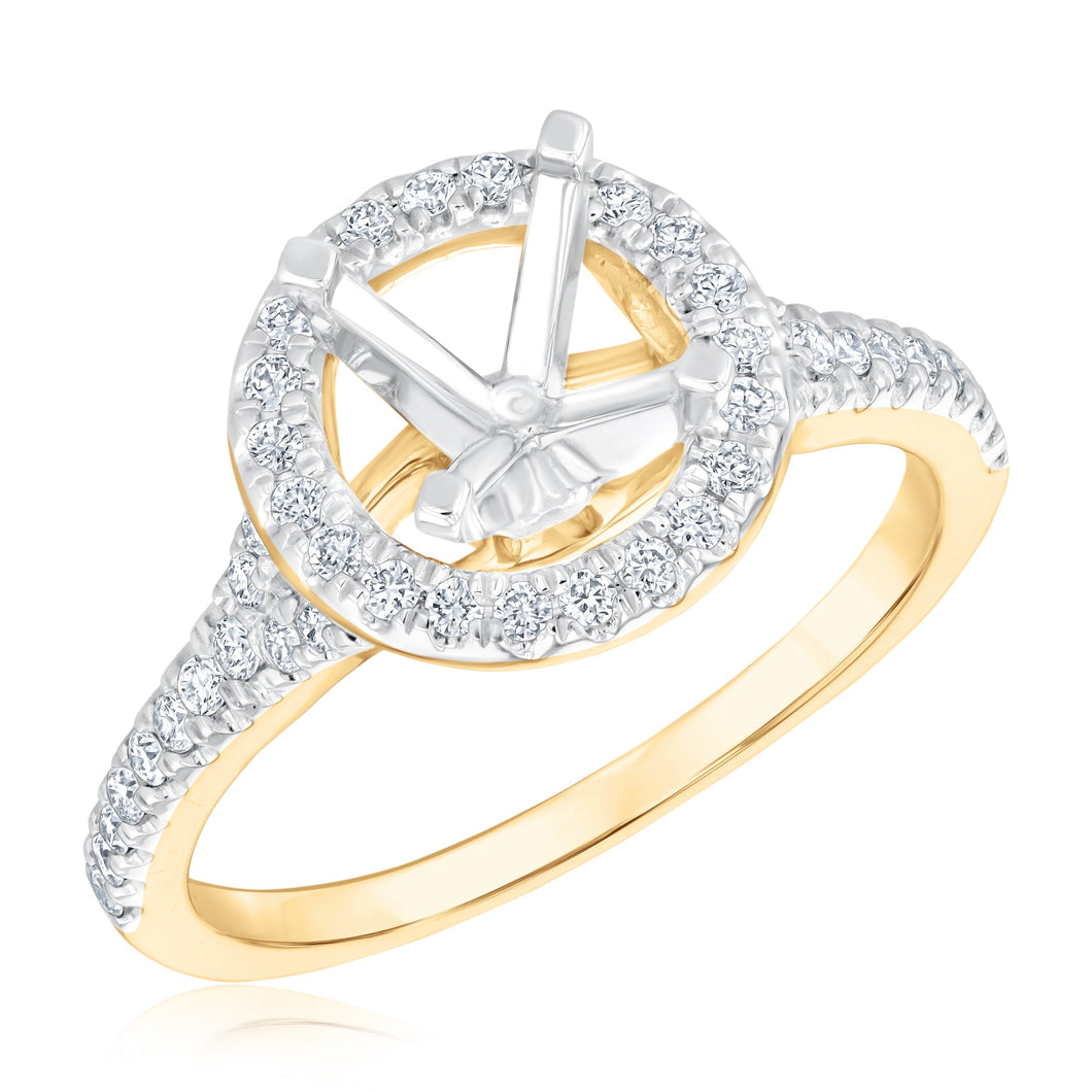3/8ctw Diamond Halo Yellow Gold Engagement Ring Setting | Design Collection | Size 5