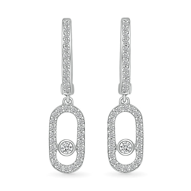 3/8ctw Diamond Paperclip White Gold Drop Hoop Earrings