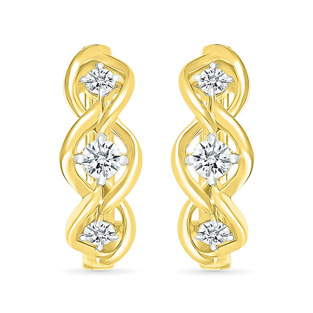 3/8ctw Diamond Yellow Gold Hoop Earrings