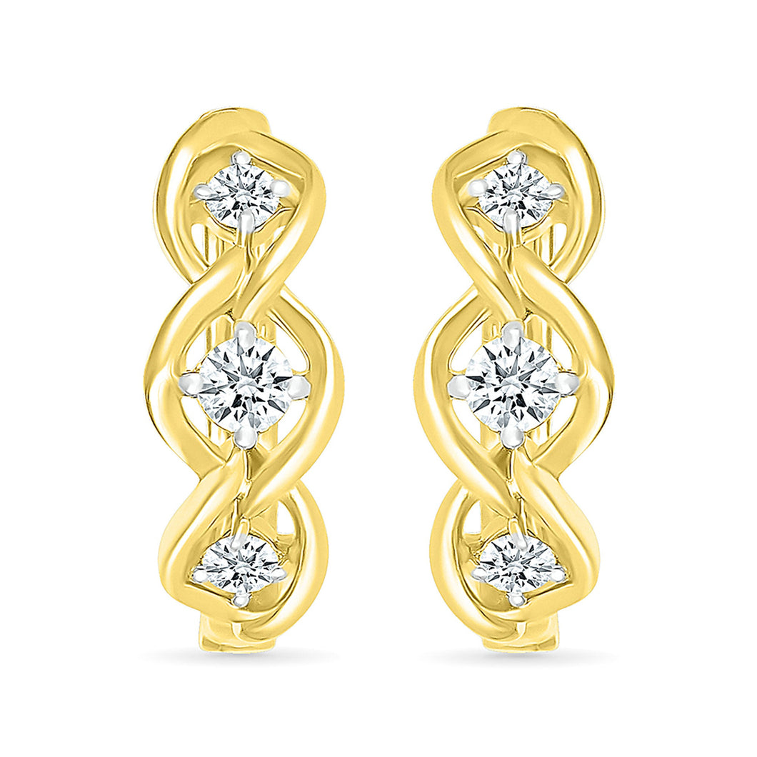 3/8ctw Diamond Yellow Gold Hoop Earrings
