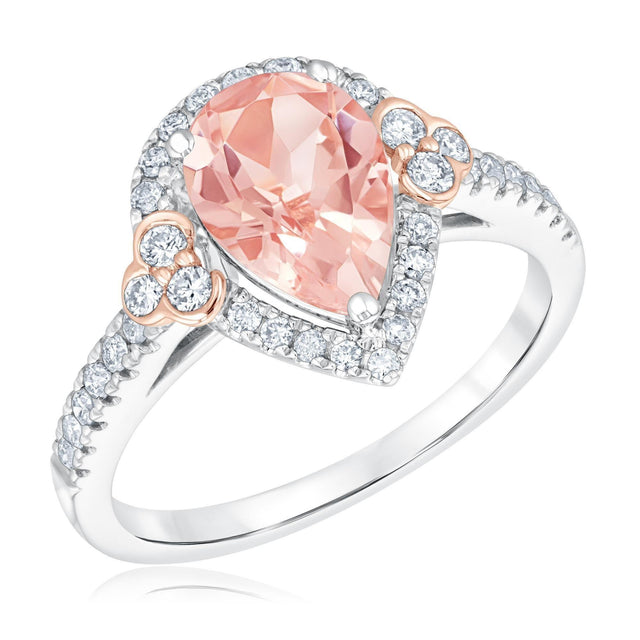 3/8ctw Diamond and Morganite Two-Tone Ring