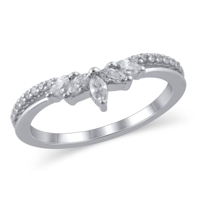 3/8ctw Marquise and Round Diamond White Gold Band - Embrace Collection - Size 5