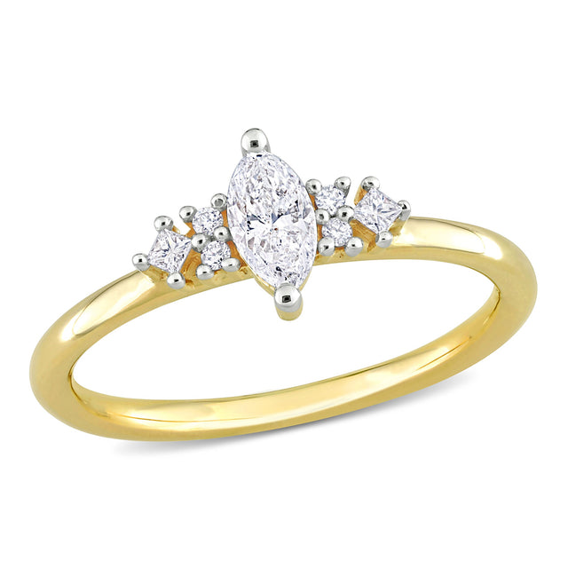 3/8ctw Multi-Shape Diamond Right-Hand Yellow Gold Ring | Size 5