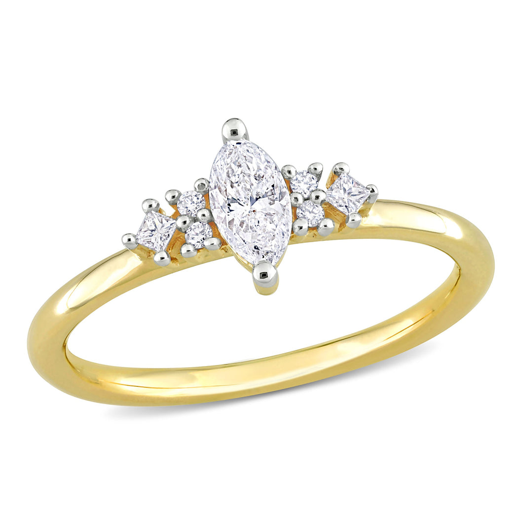 3/8ctw Multi-Shape Diamond Right-Hand Yellow Gold Ring | Size 5