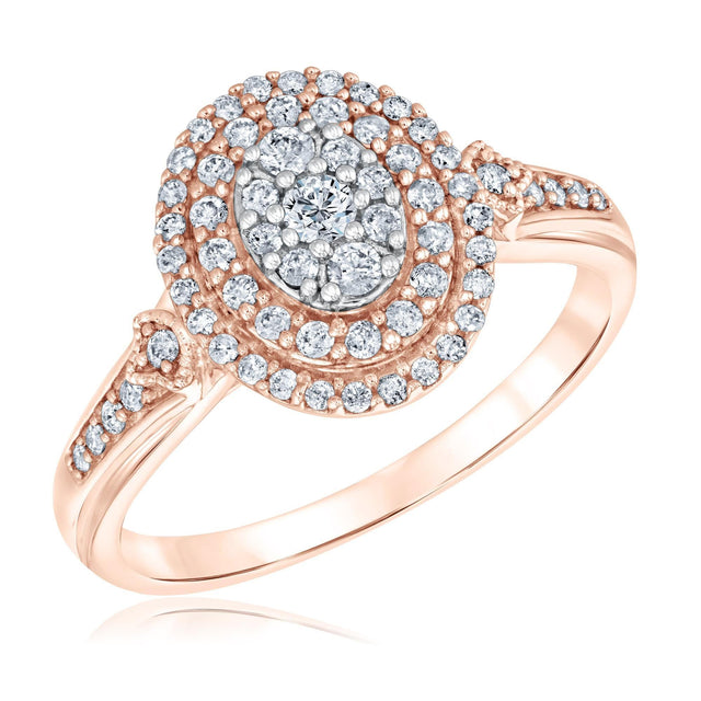 3/8ctw Oval Diamond Composite Rose Gold Engagement Ring | Harmony Collection