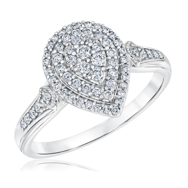 3/8ctw Pear Diamond Composite White Gold Engagement Ring | Harmony Collection