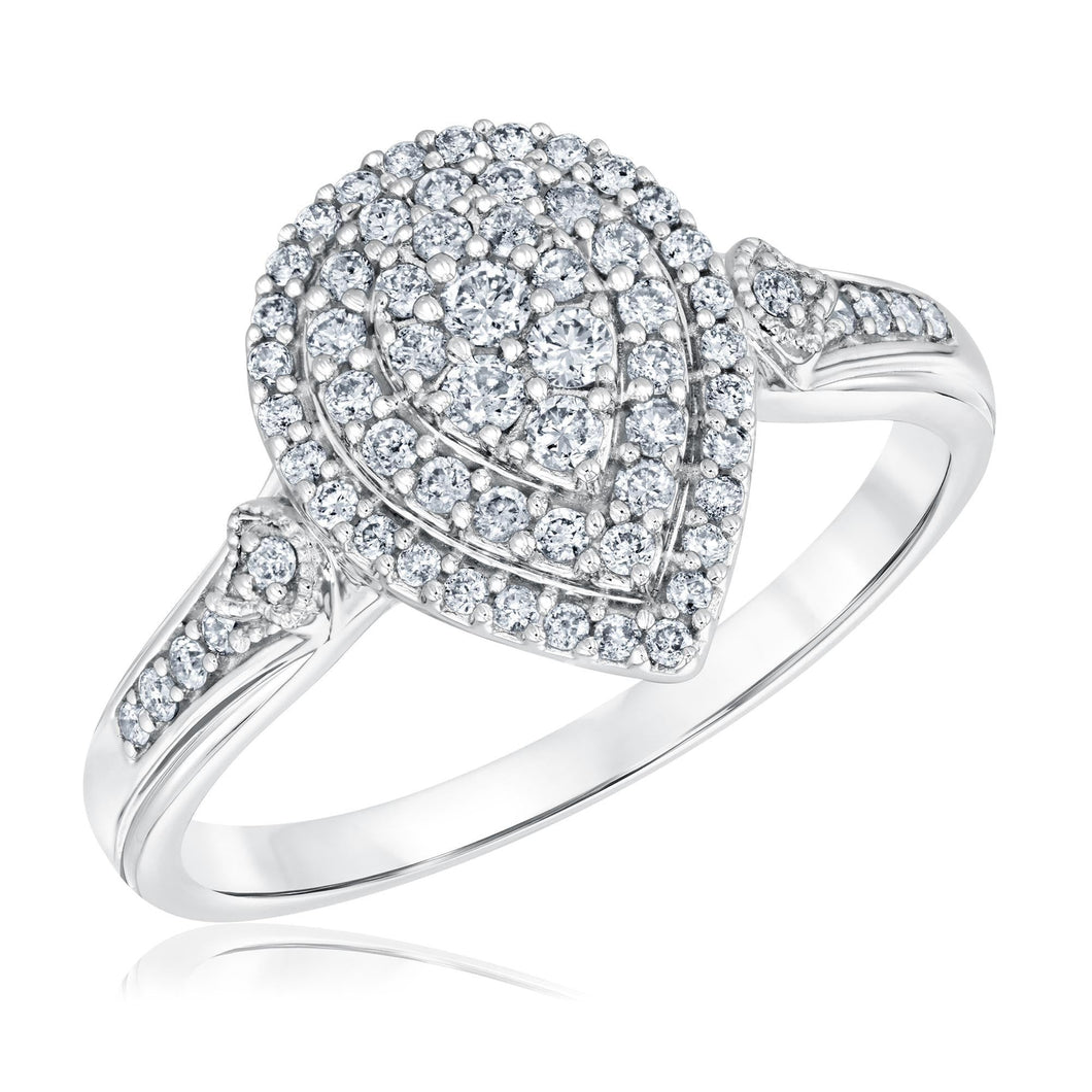 3/8ctw Pear Diamond Composite White Gold Engagement Ring | Harmony Collection