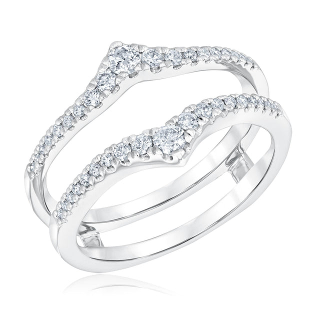 3/8ctw Round Diamond Accents Chevron White Gold Ring Guard | Embrace Collection