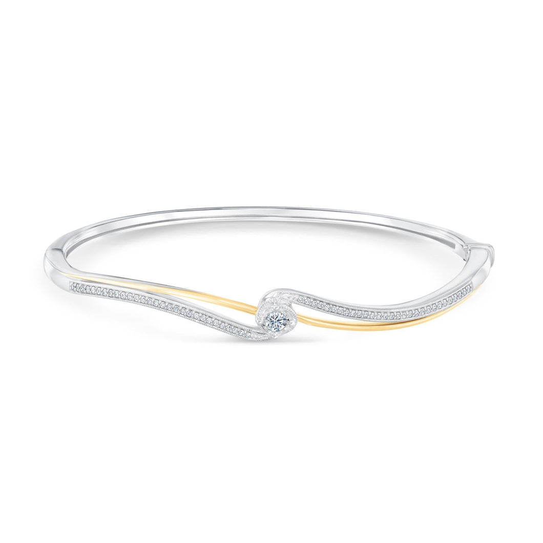 3/8ctw Round Diamond Two-Tone Bangle Bracelet