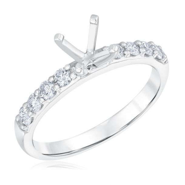 3/8ctw Round Diamond White Gold Engagement Ring Setting | Design Collection | Size 5