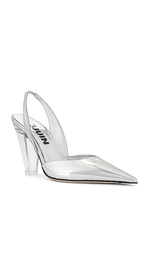 3JUIN Kristen Slingback Heel in Metallic Silver