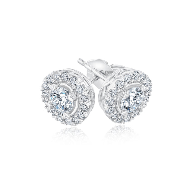 3/4ctw Diamond Halo White Gold Stud Earrings