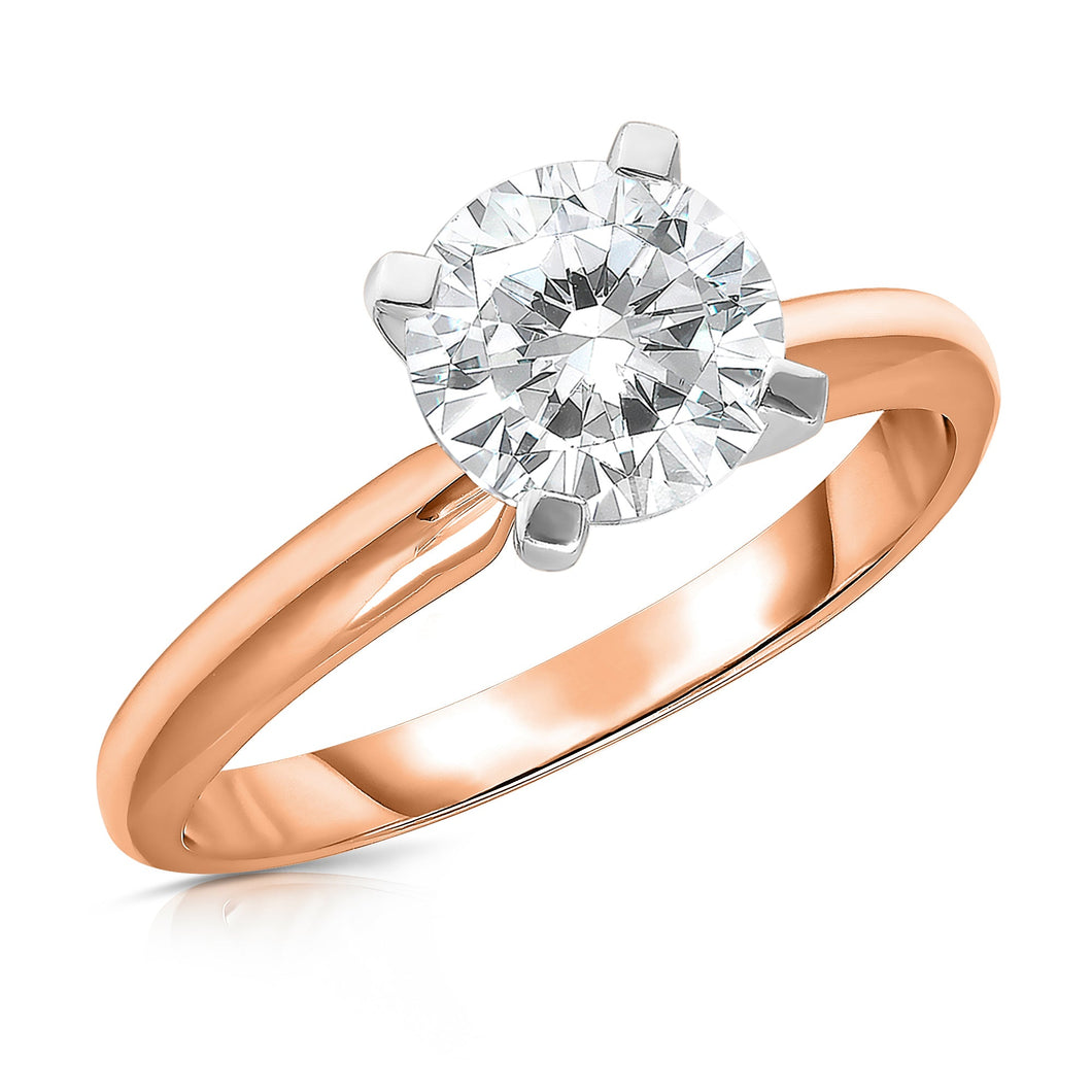 3ct Round Lab Grown Diamond Solitaire Rose Gold Engagement Ring | Size 5
