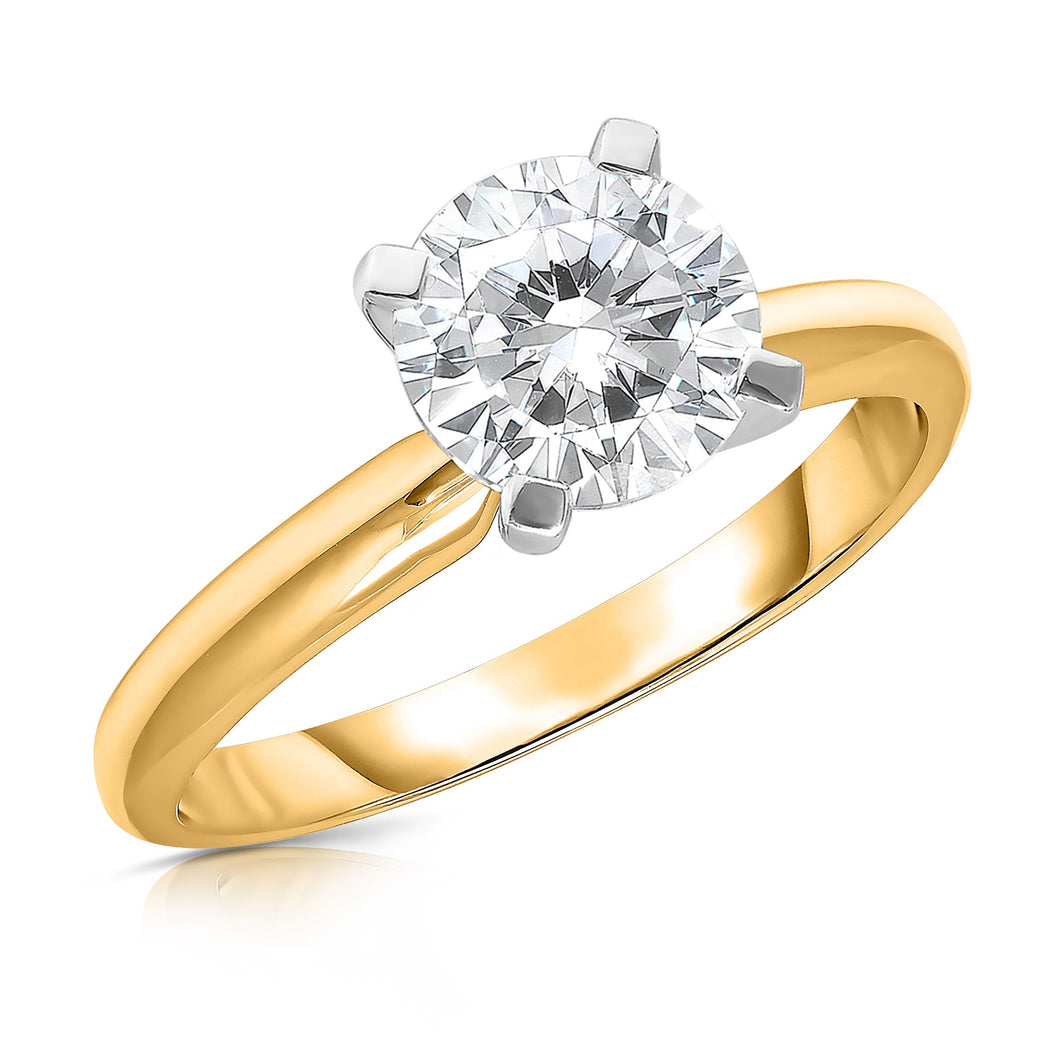 3ct Round Lab Grown Diamond Solitaire Yellow Gold Engagement Ring | Size 5