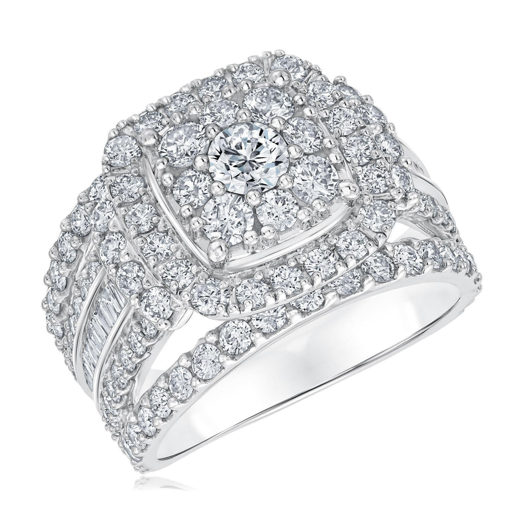 3ctw Cushion Diamond Composite White Gold Engagement Ring | Harmony Collection