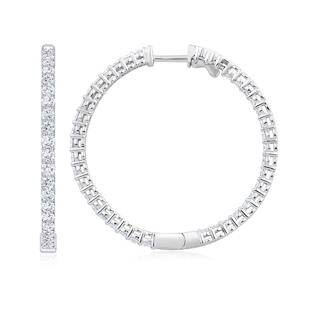 3ctw Diamond Inside Out White Gold Hoop Earrings