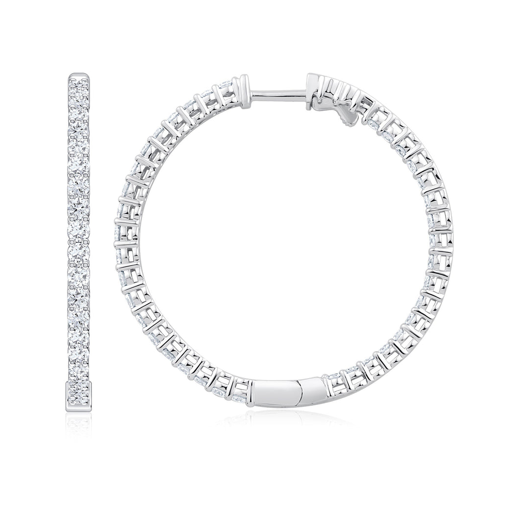 3ctw Diamond Inside Out White Gold Hoop Earrings