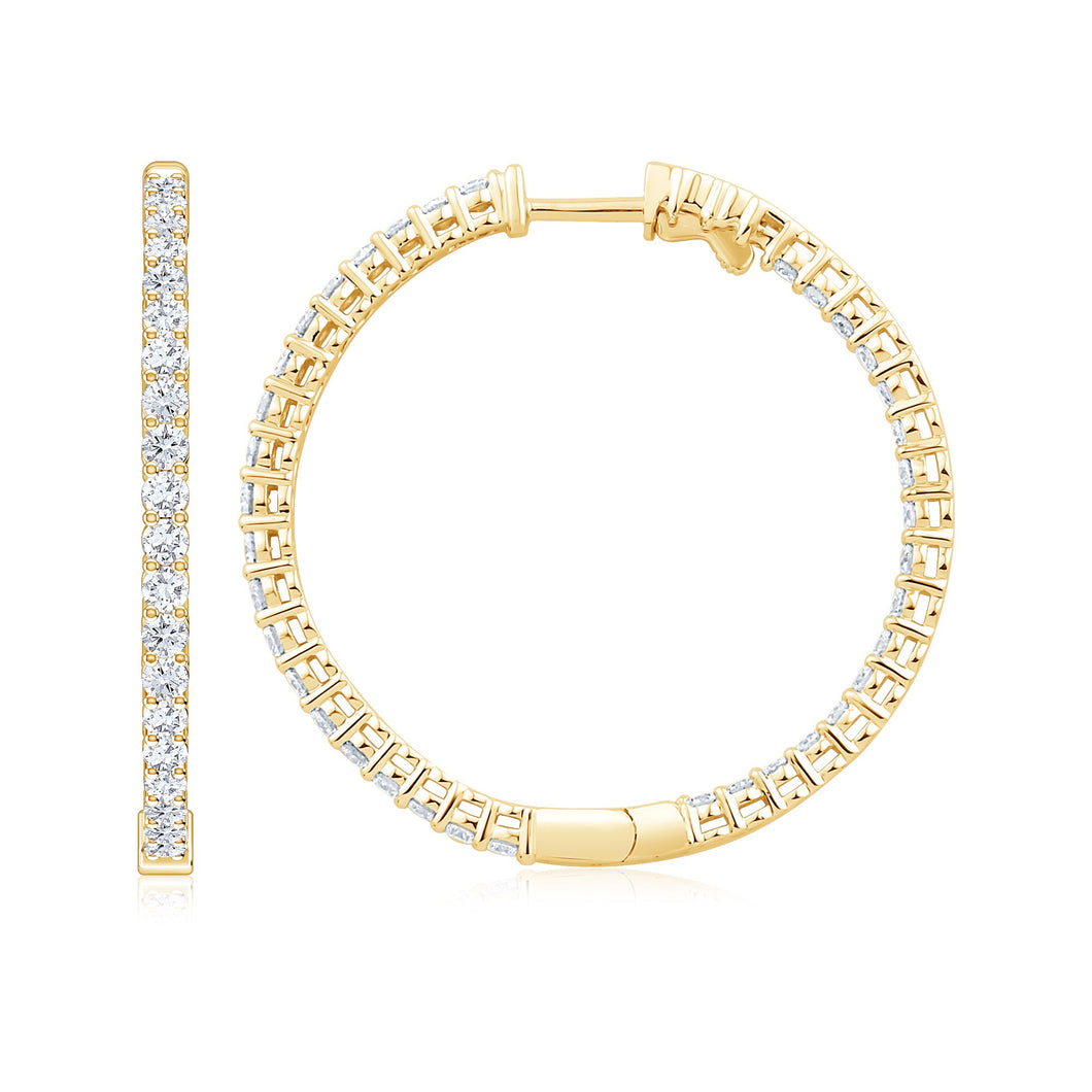 3ctw Diamond Inside Out Yellow Gold Hoop Earrings