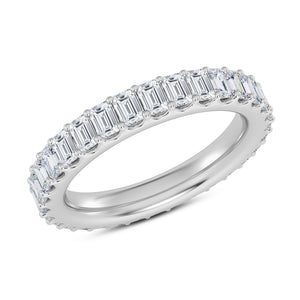 3ctw Emerald Diamond White Gold Eternity Band - Size 5