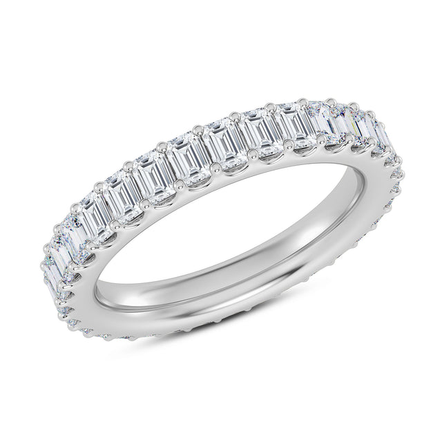 3ctw Emerald Diamond White Gold Eternity Band - Size 5