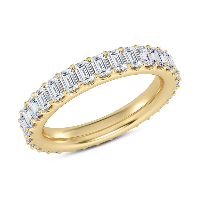 3ctw Emerald Diamond Yellow Gold Eternity Band - Size 7