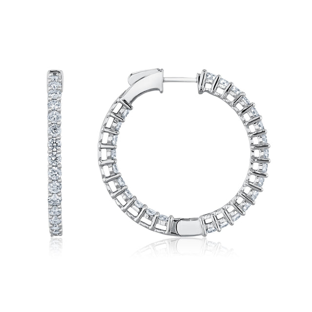 3ctw Lab Grown Diamond White Gold Inside Out Hoop Earrings