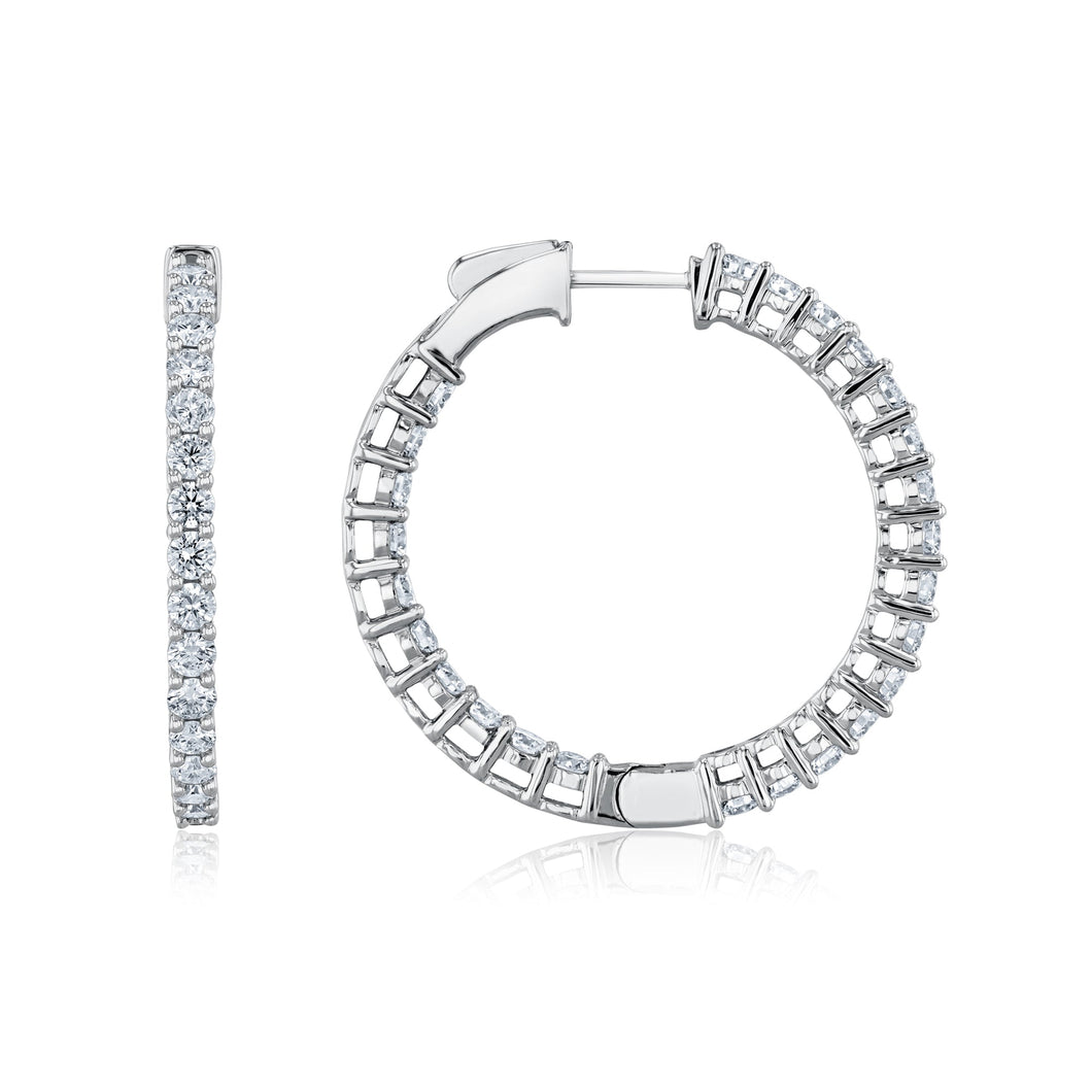 3ctw Lab Grown Diamond White Gold Inside Out Hoop Earrings