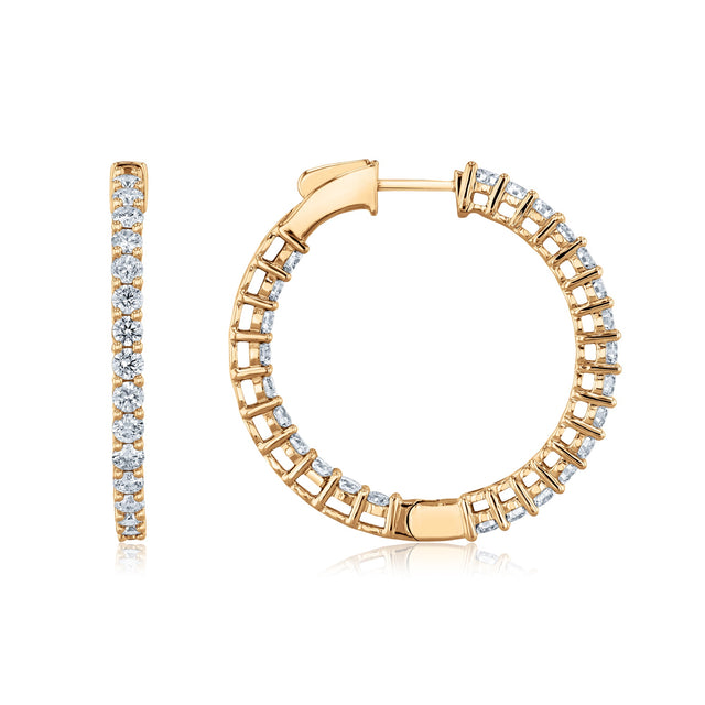 3ctw Lab Grown Diamond Yellow Gold Inside Out Hoop Earrings