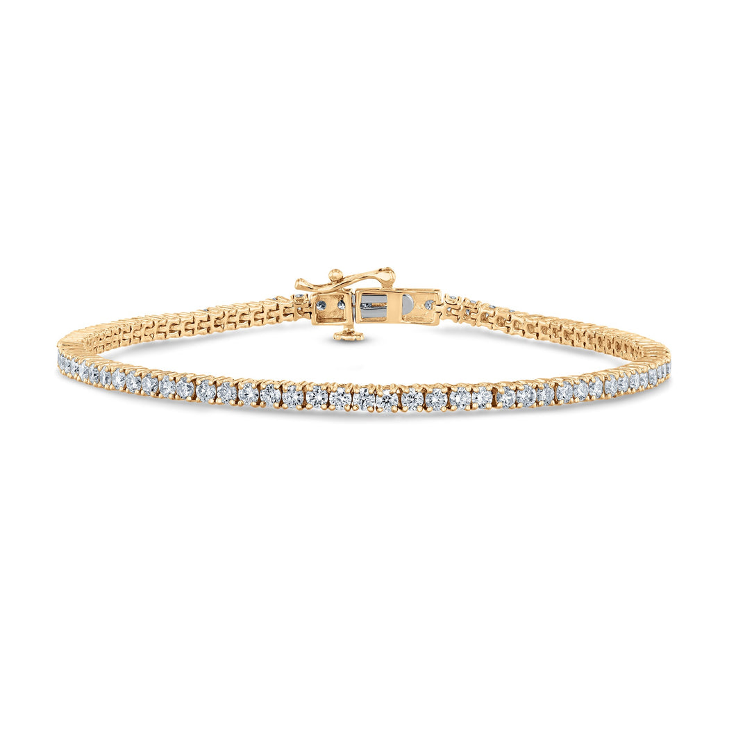 3ctw Lab Grown Diamond Yellow Gold Tennis Bracelet