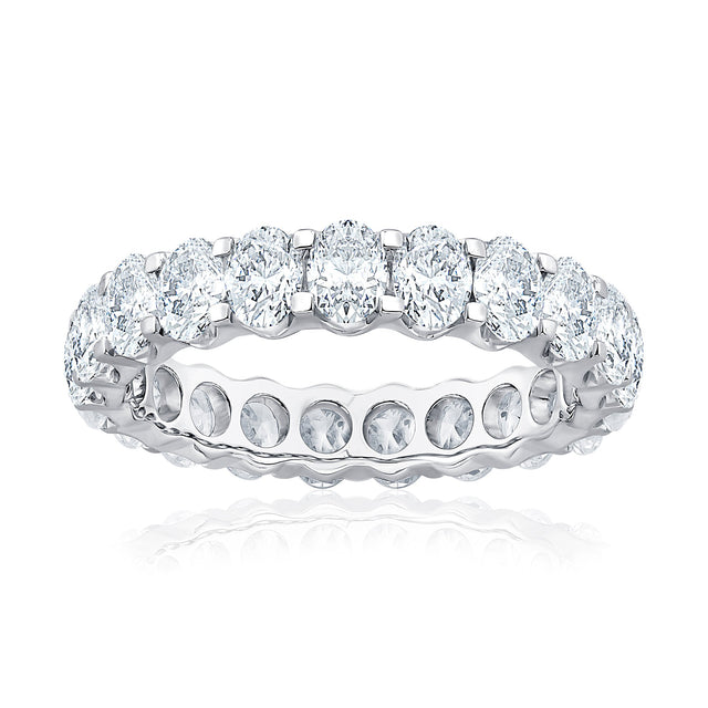 3ctw Oval Diamond White Gold Eternity Wedding Band - Size 6