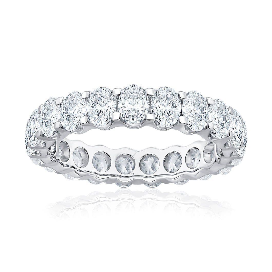 3ctw Oval Diamond White Gold Eternity Wedding Band - Size 6