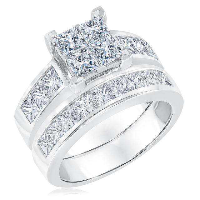 3ctw Princess Diamond Composite Engagement and Wedding Ring Set | Harmony Collection
