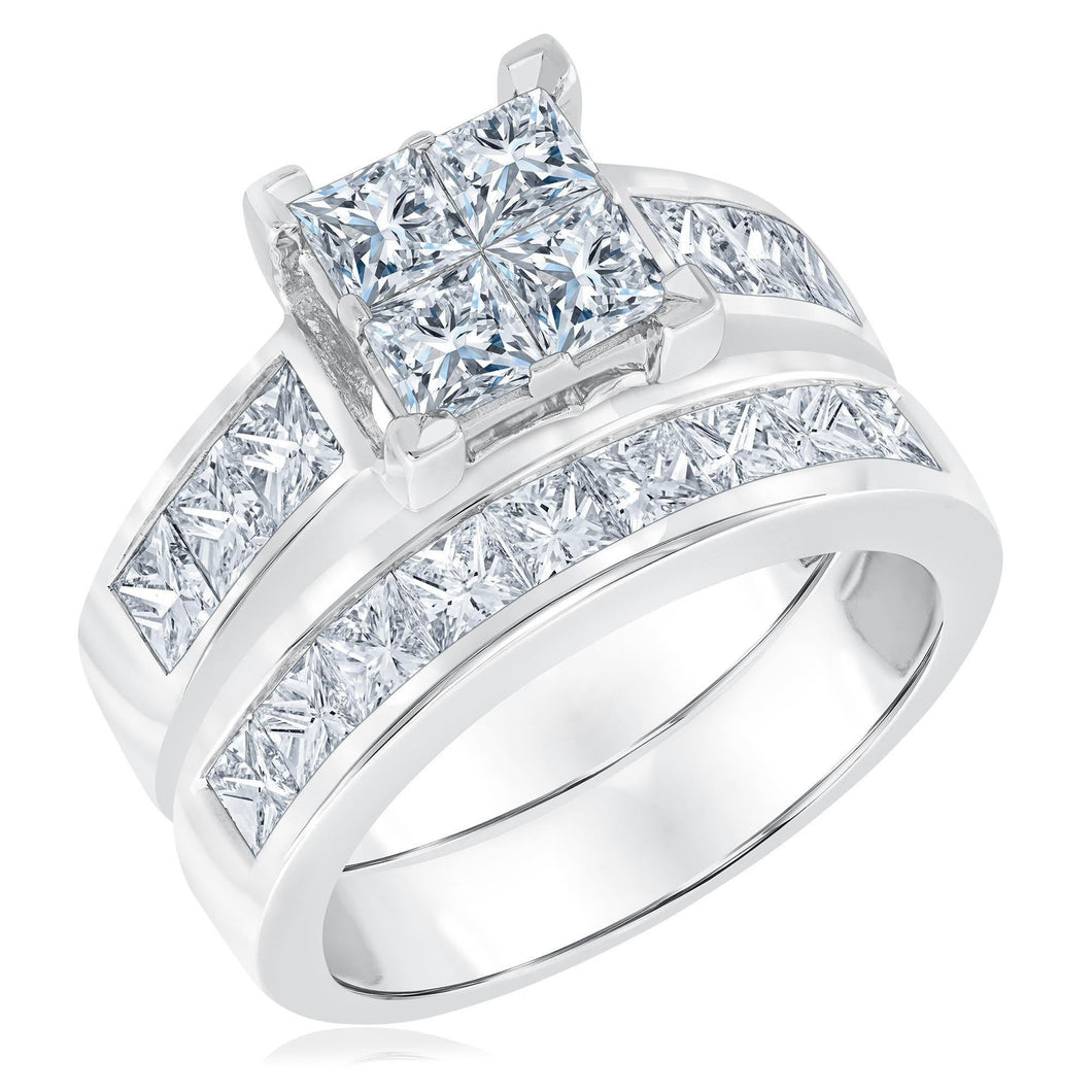 3ctw Princess Diamond Composite Engagement and Wedding Ring Set | Harmony Collection