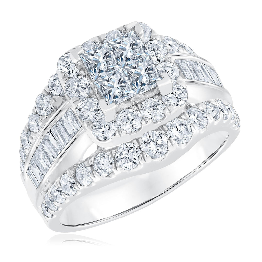 3ctw Princess Diamond Composite White Gold Engagement Ring | Harmony Collection
