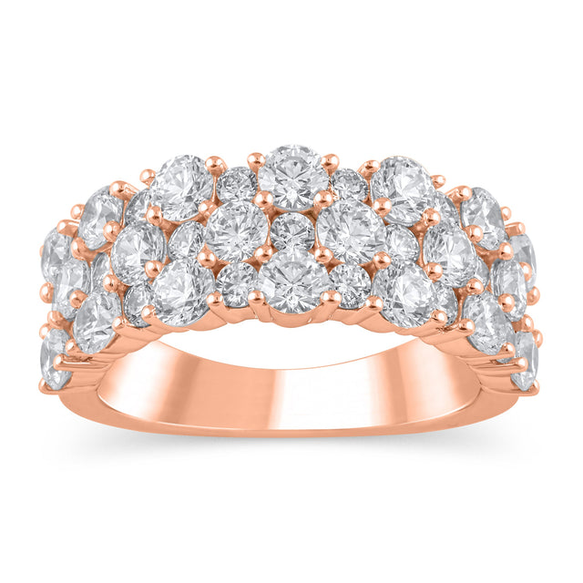 3ctw Round Diamond Multi-Row Rose Gold Anniversary Band - Embrace Collection - Size 5