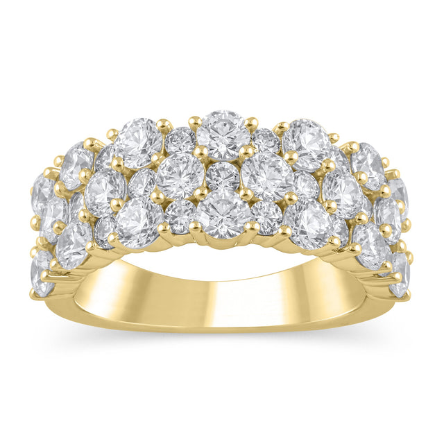 3ctw Round Diamond Multi-Row Yellow Gold Anniversary Band - Embrace Collection - Size 5