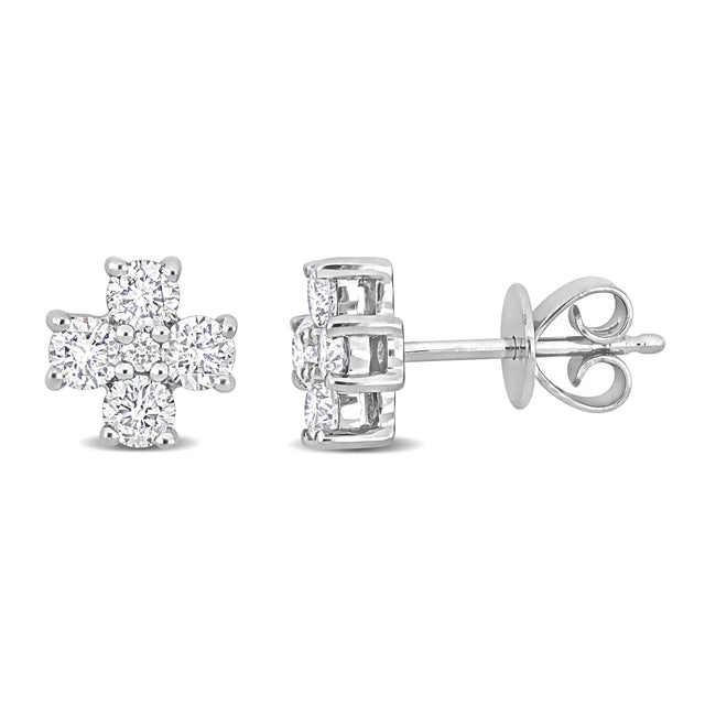 4/5ctw Round Diamond Platinum Cross Fashion Post Earrings