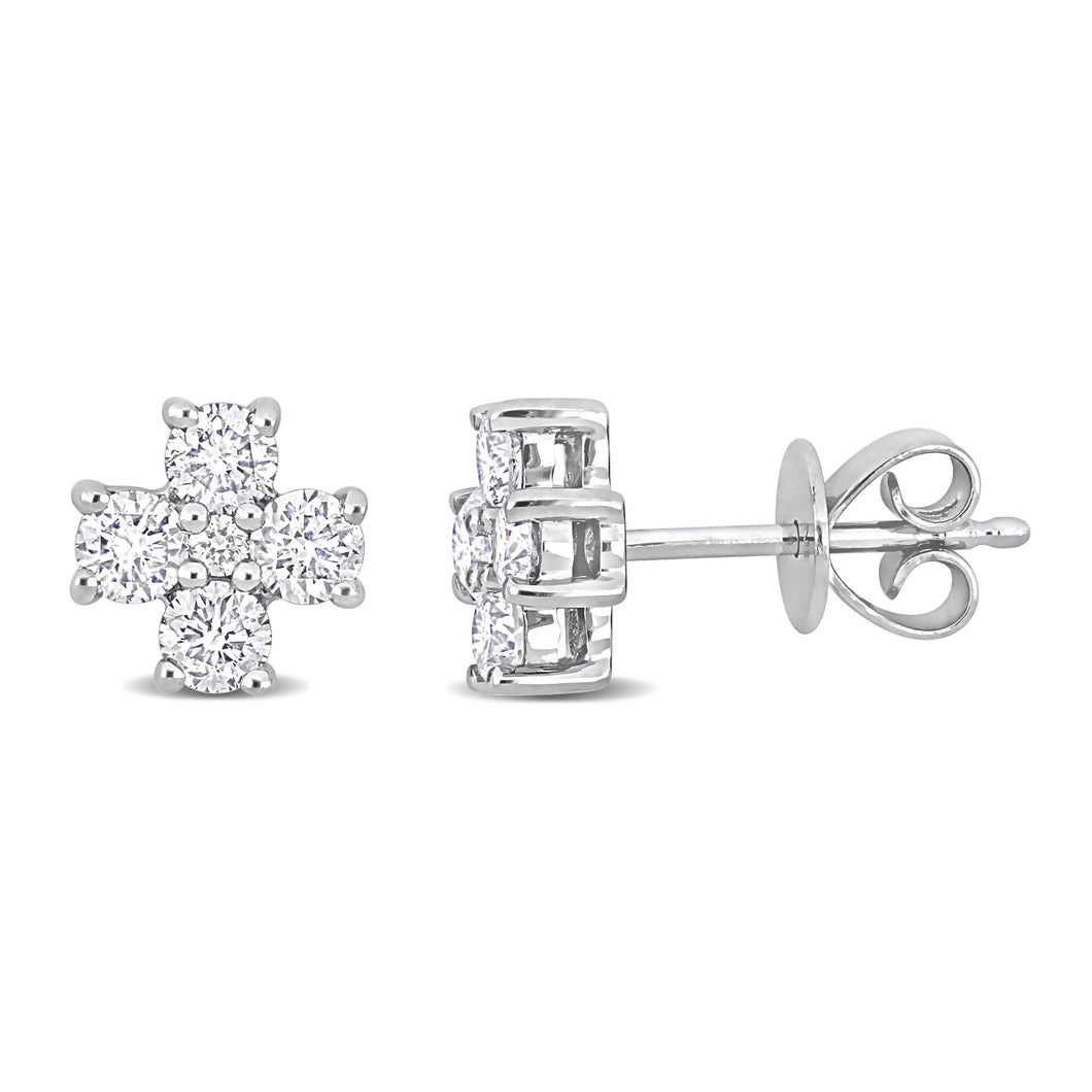 4/5ctw Round Diamond Platinum Cross Fashion Post Earrings