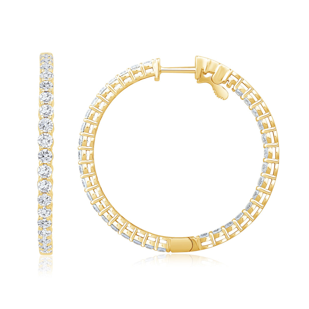 4ctw Diamond Inside Out Yellow Gold Hoop Earrings