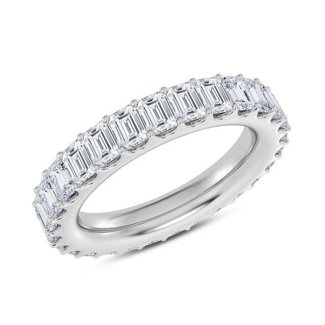 4ctw Emerald Diamond White Gold Eternity Band - Size 6