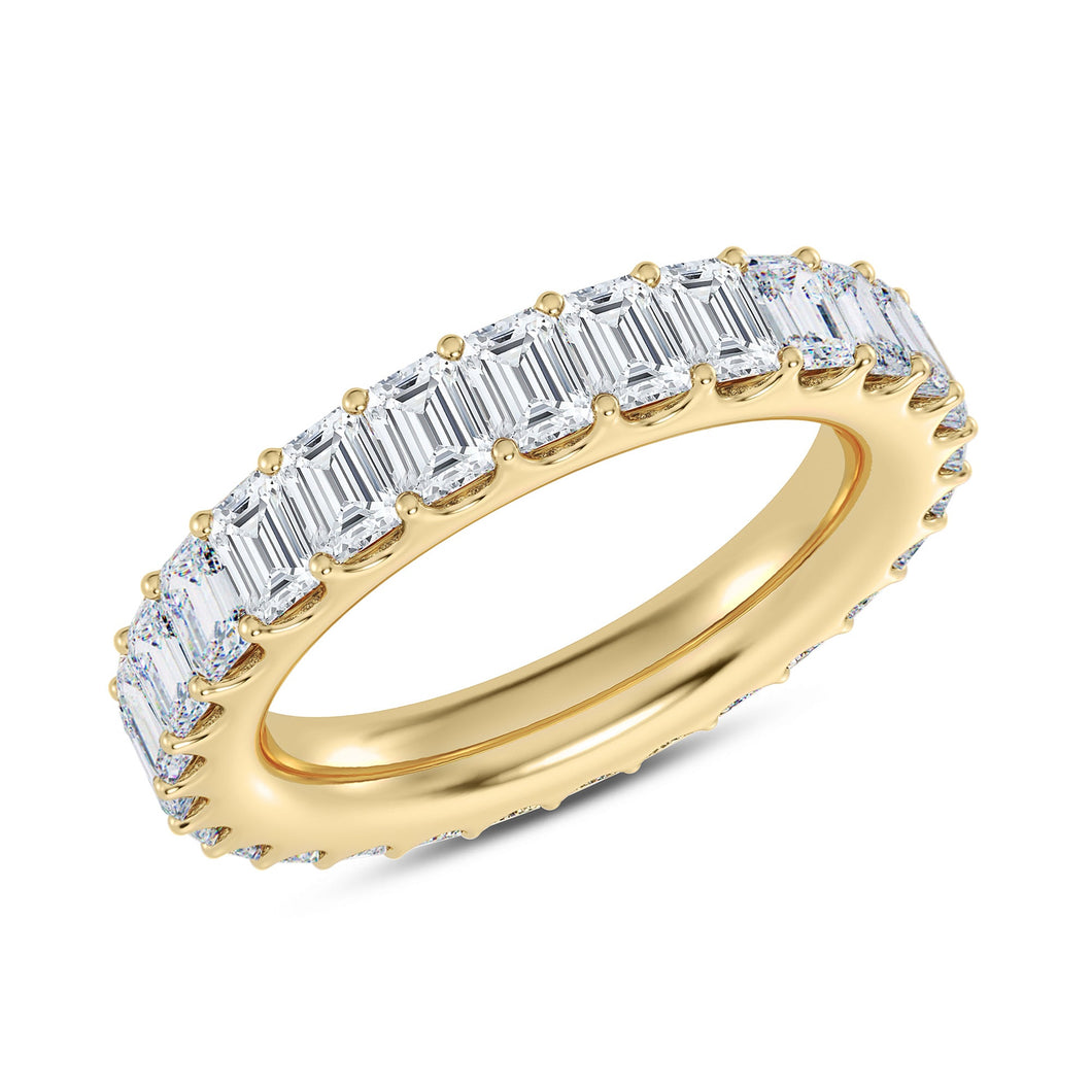 4ctw Emerald Diamond Yellow Gold Eternity Band - Size 7