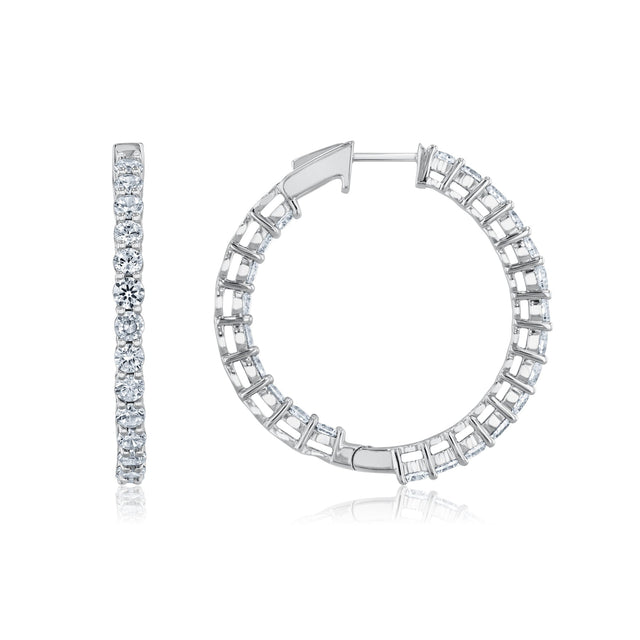 4ctw Lab Grown Diamond White Gold Inside Out Hoop Earrings
