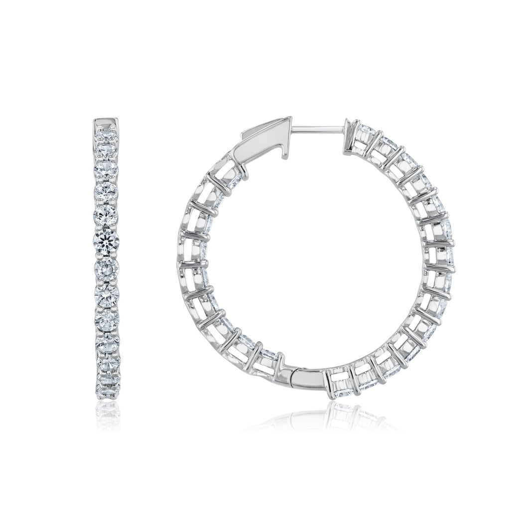 4ctw Lab Grown Diamond White Gold Inside Out Hoop Earrings