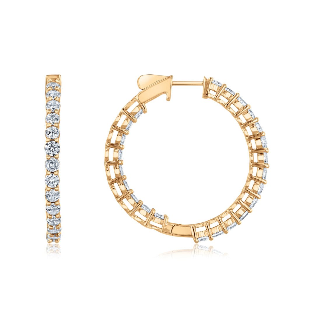 4ctw Lab Grown Diamond Yellow Gold Inside Out Hoop Earrings